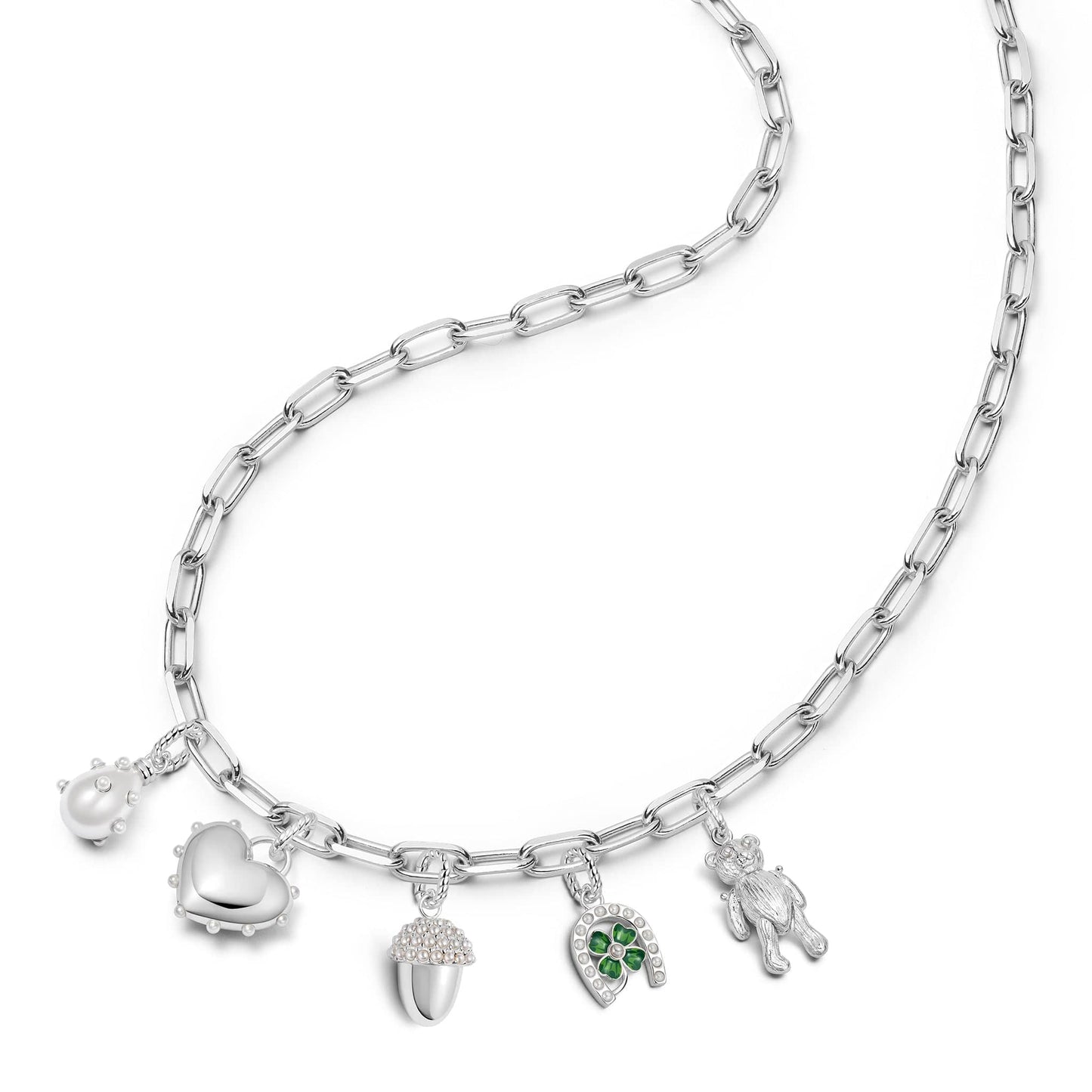 Shrimps Charm Necklace Layering Set Sterling Silver