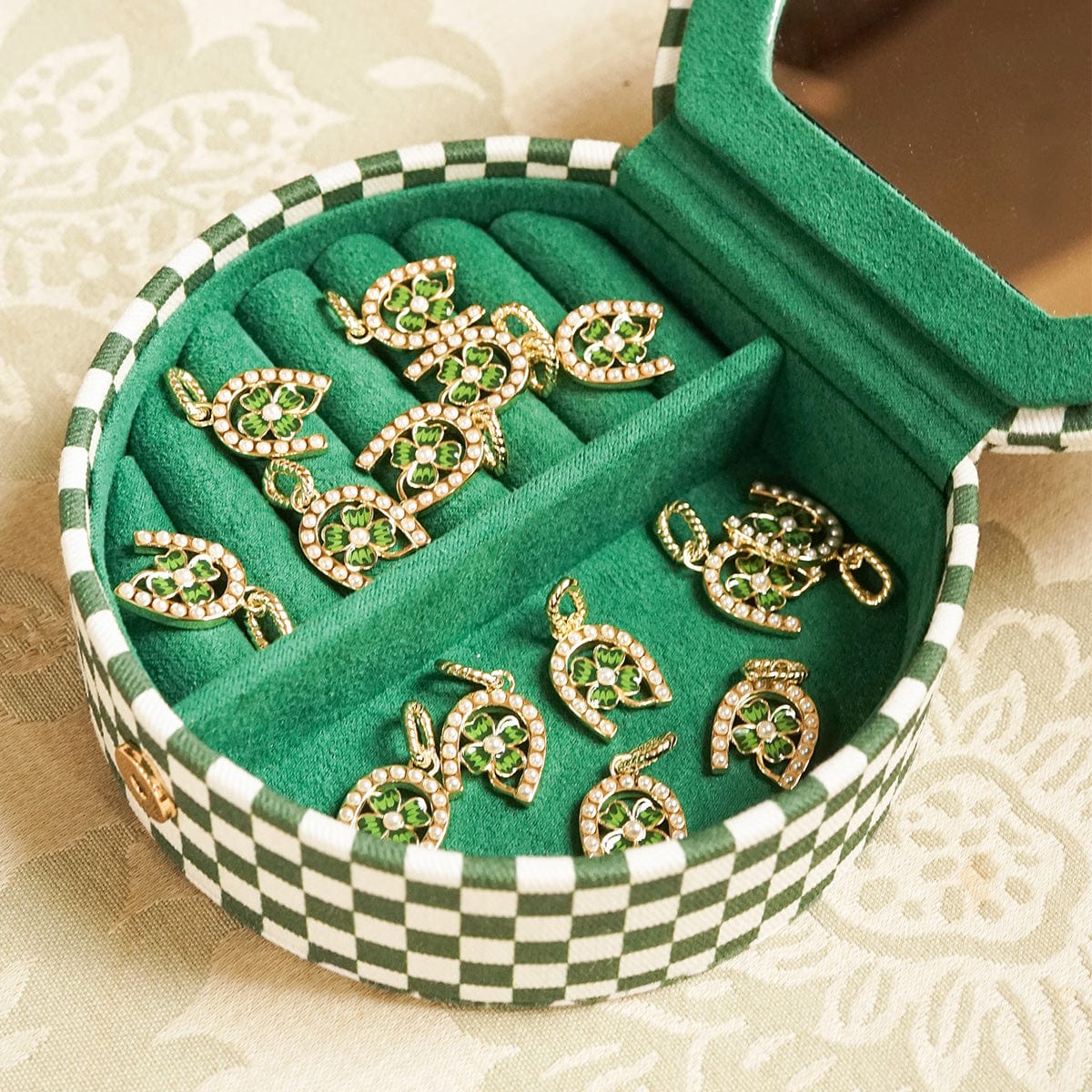 Shrimps Compact Green Jewellery Box