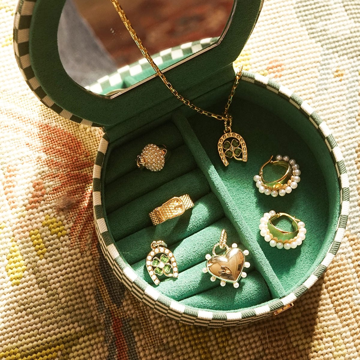 Shrimps Compact Green Jewellery Box