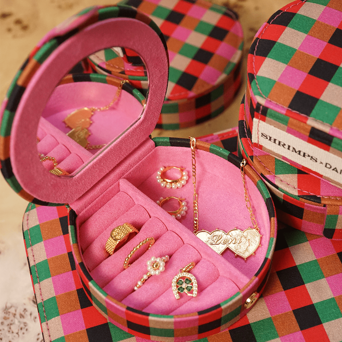 Shrimps Compact Pink Jewellery Box