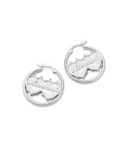 Shrimps Double Heart Earrings Sterling Silver