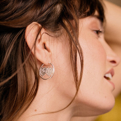 Shrimps Double Heart Earrings Sterling Silver