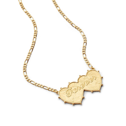 Shrimps 'Forever' Double Heart Necklace 18ct Gold Plate