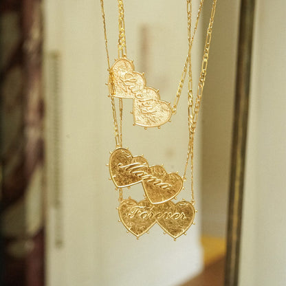 Shrimps 'Daisy' Double Heart Necklace 18ct Gold Plate