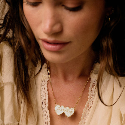 Shrimps Double Heart Necklace 18ct Gold Plate