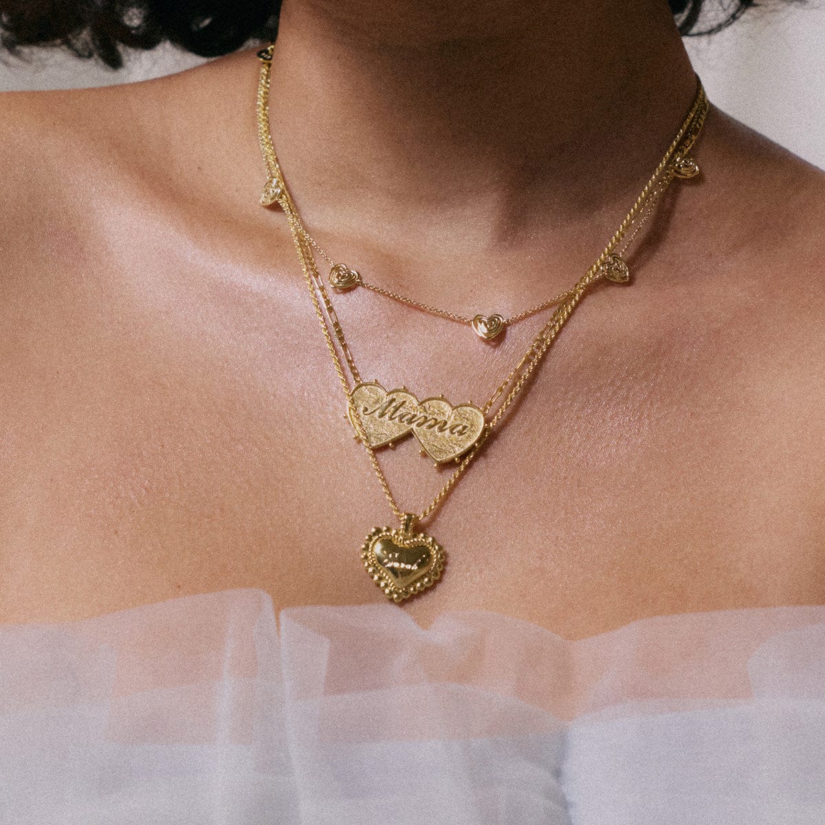 Shrimps Double Heart Necklace 18ct Gold Plate