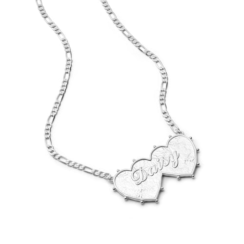 Shrimps 'Daisy' Double Heart Necklace Silver Plate