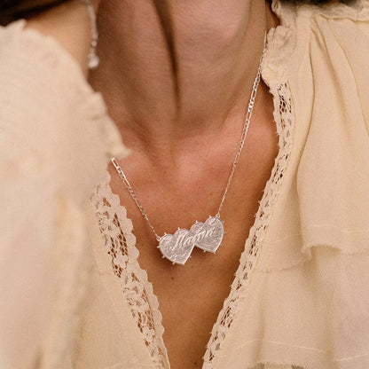 Shrimps 'Mama' Double Heart Necklace Silver Plate