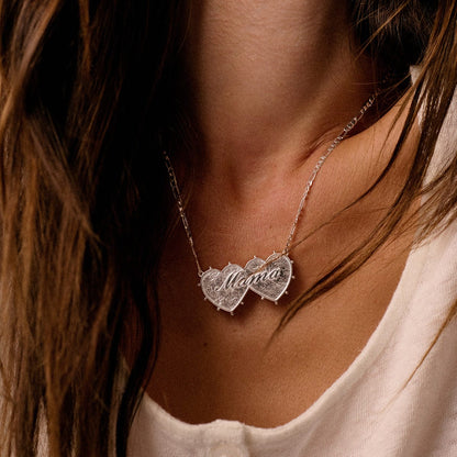 Shrimps 'Mama' Double Heart Necklace Silver Plate