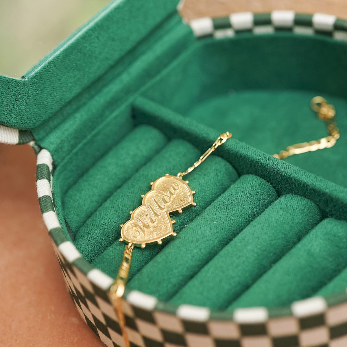 Shrimps Double Heart Personalised Bracelet 18ct Gold Plate