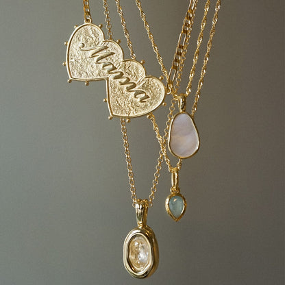 Shrimps 'Mama' Double Heart Necklace 18ct Gold Plate