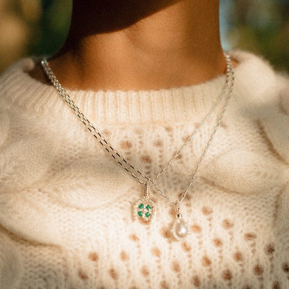 Shrimps Pearl Charm Necklace Sterling Silver