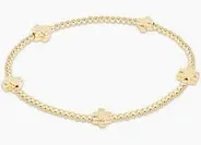 Signature Cross Small Gold Pattern 2mm Bead Bracelet Gold