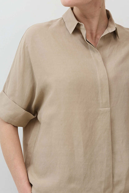 Silk Linen Oversized Pullover Blouse