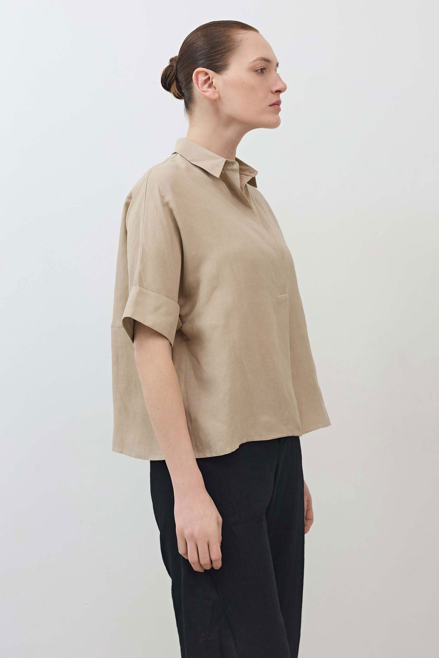Silk Linen Oversized Pullover Blouse