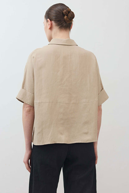 Silk Linen Oversized Pullover Blouse