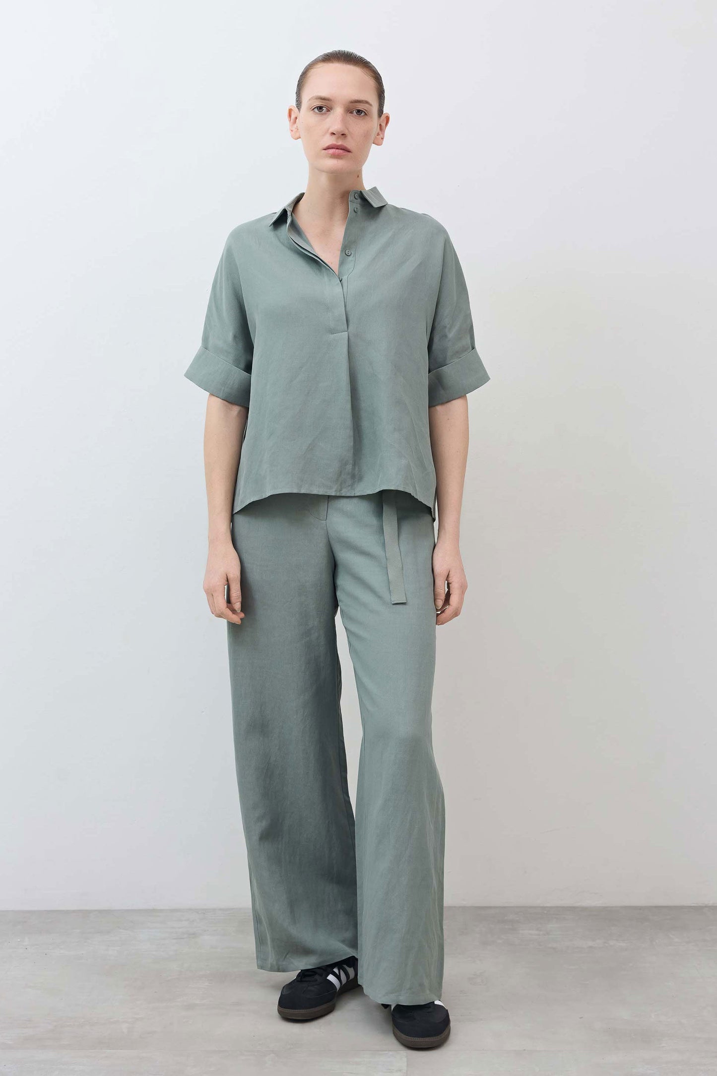 Silk Linen Oversized Pullover Blouse