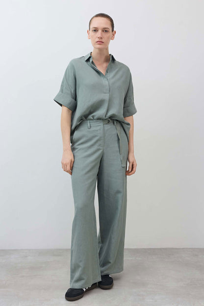 Silk Linen Oversized Pullover Blouse