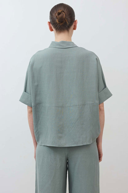 Silk Linen Oversized Pullover Blouse