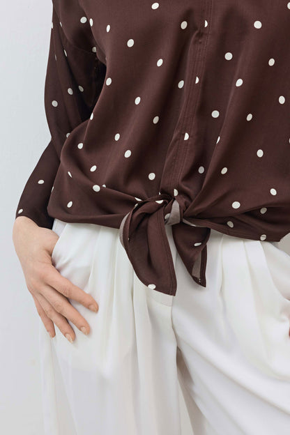 Silky Tie Front Blouse