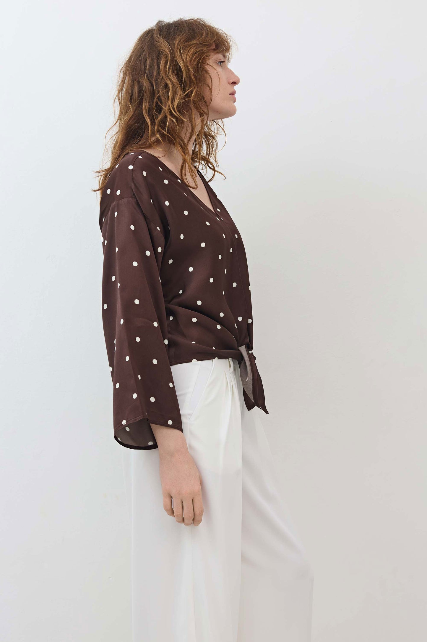 Silky Tie Front Blouse