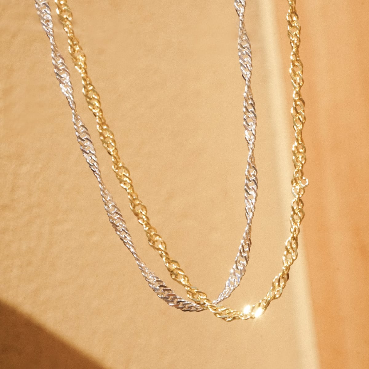 Thick Singapore Layering Chain Necklace Sterling Silver