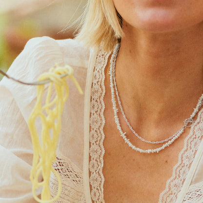 Thick Singapore Layering Chain Necklace Sterling Silver