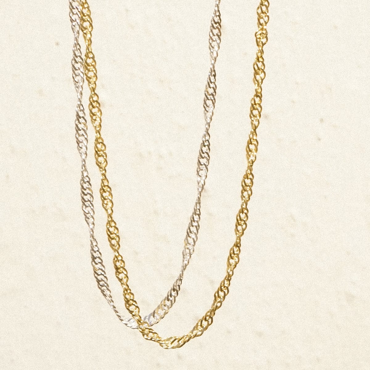 Thick Singapore Layering Chain Necklace 18ct Gold Plate