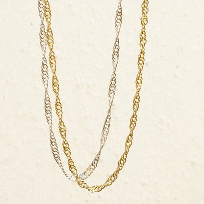 Singapore Layering Chain Necklace Sterling Silver
