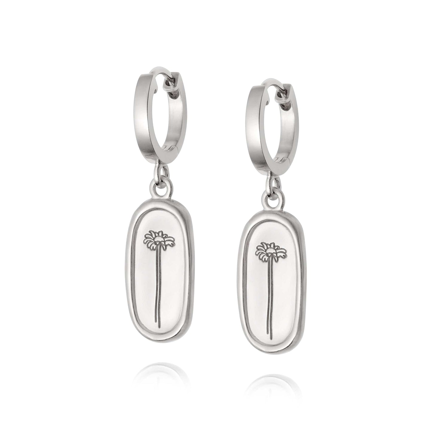 Single Daisy Drop Earrings Sterling Silver