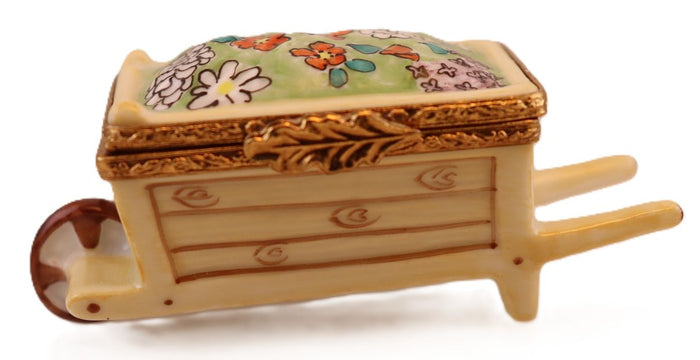 SKU# 6033 - Wheel Barrow Wood With Flowers
