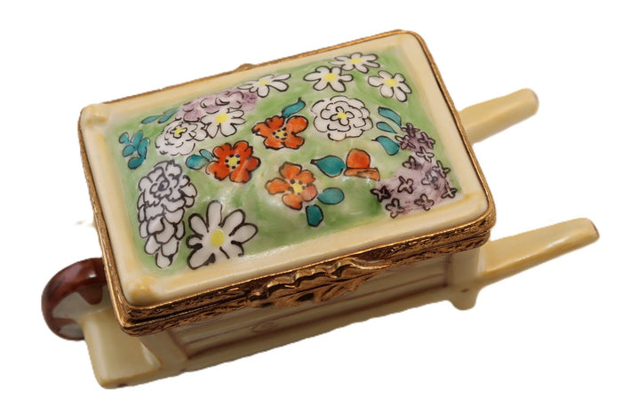 SKU# 6033 - Wheel Barrow Wood With Flowers