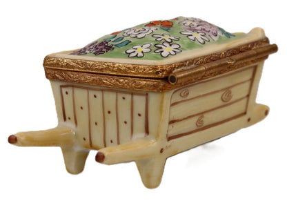 SKU# 6033 - Wheel Barrow Wood With Flowers