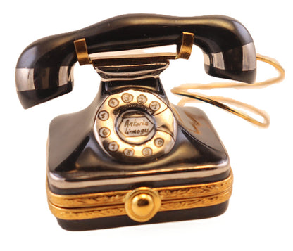 SKU# 7701 - Square Black Old Fashionned Telephone