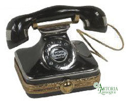 SKU# 7701 - Square Black Old Fashionned Telephone