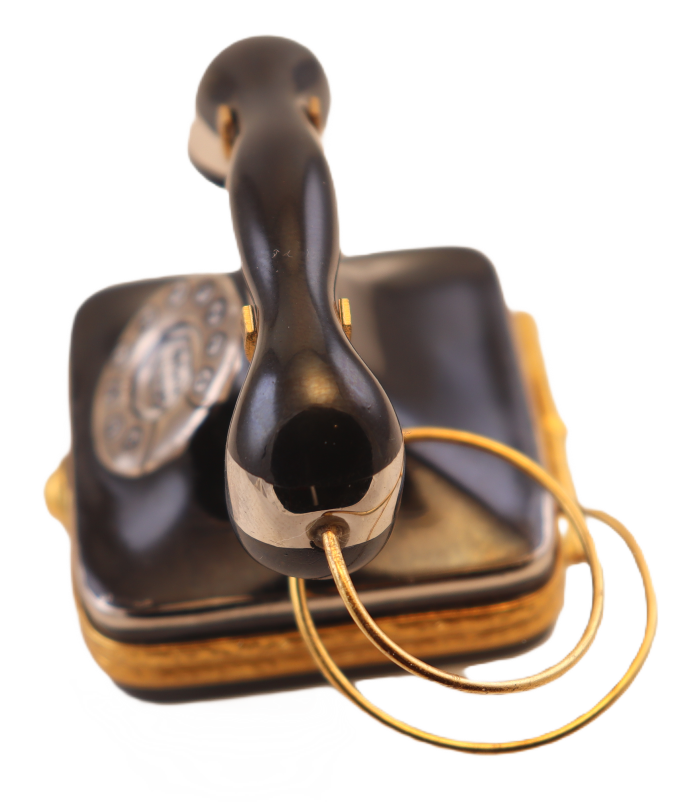 SKU# 7701 - Square Black Old Fashionned Telephone