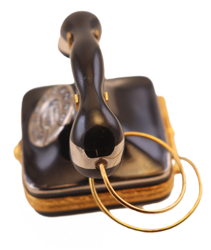 SKU# 7701 - Square Black Old Fashionned Telephone