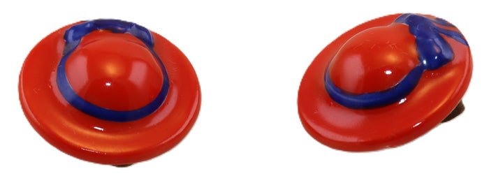 SKU# 8912 - Women's Hat Earrings: Red - Clip On