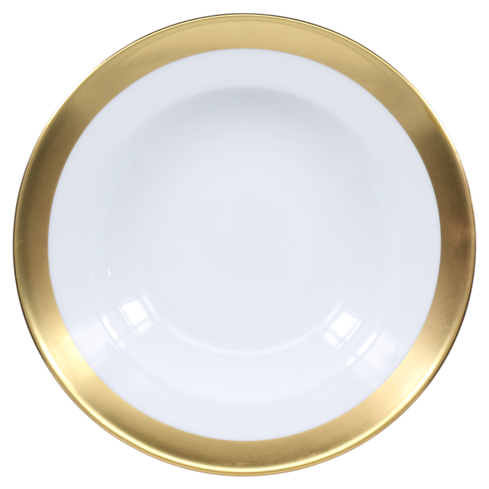 SKU# A235-REC20740 - Danielle Gold Rim Soup Plate - Shape Recamier - Size: 9"
