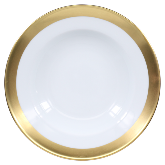 SKU# A235-REC20740 - Danielle Gold Rim Soup Plate - Shape Recamier - Size: 9"