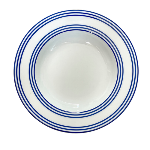 SKU# A235-REC20834 - Latitudes Bleu Rim Soup Plate - Shape Recamier - Size: 9"