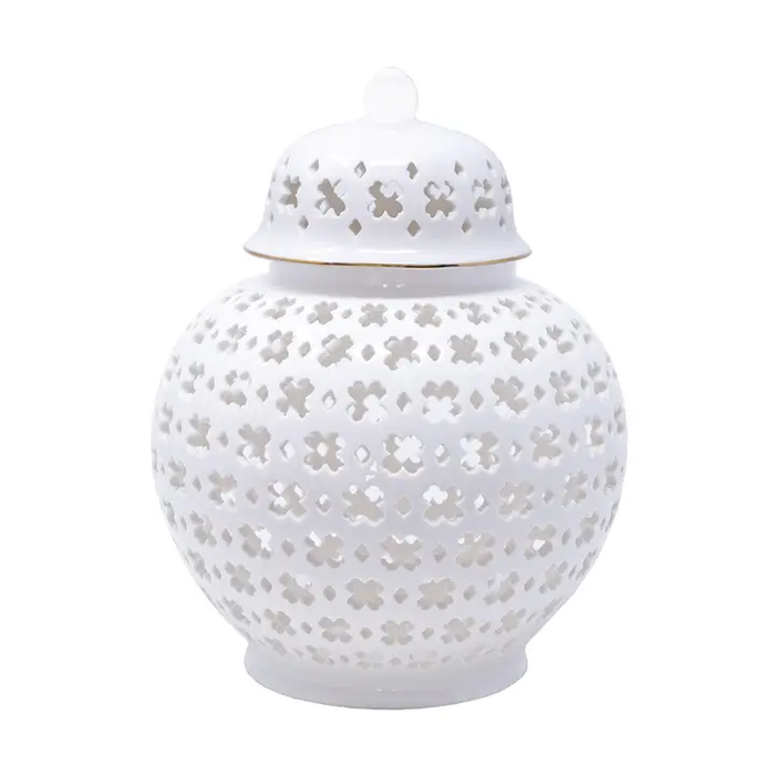 Small Ginger Jar White Lattice