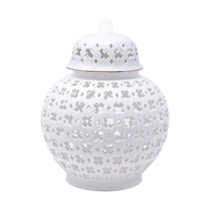 Small Ginger Jar White Lattice