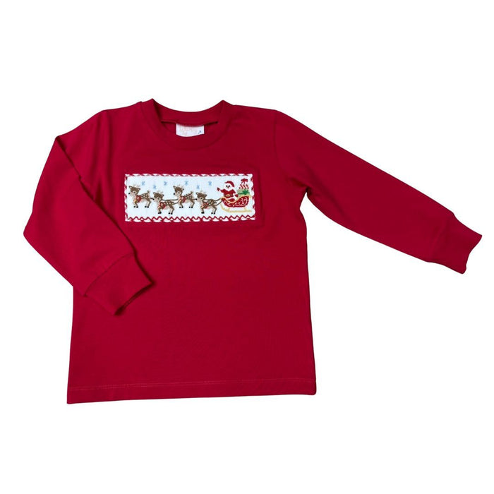 Smocked Long Sleeve Tee - Santa Sleigh