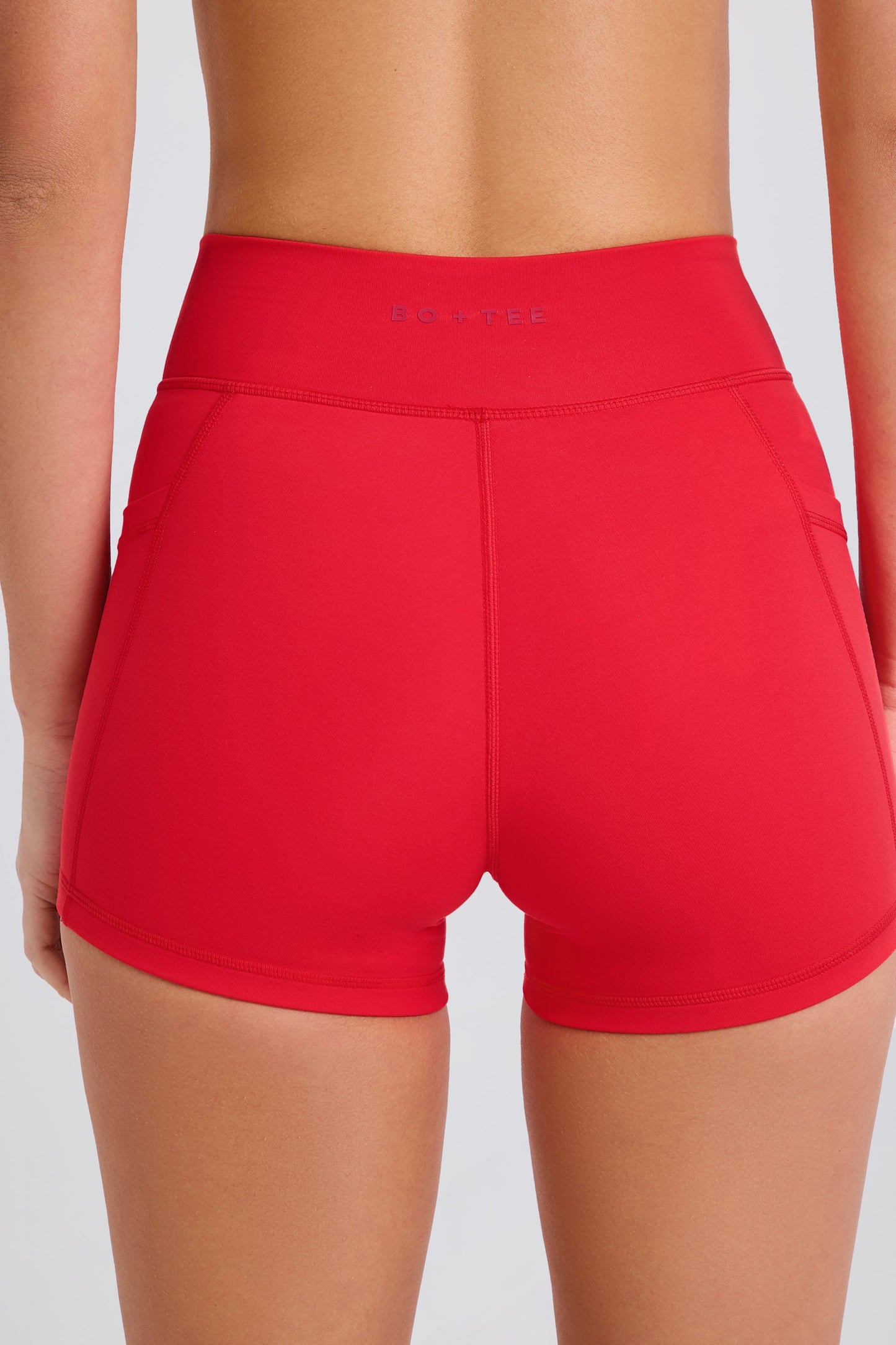Soft Active Pocket V-Waist Mini Shorts in Strawberry