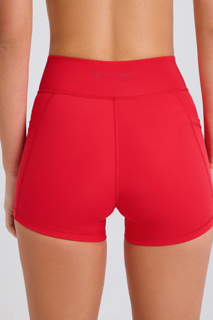 Soft Active Pocket V-Waist Mini Shorts in Strawberry