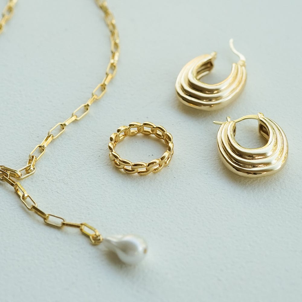 Polly Solid Chain Ring 18ct Gold Plate