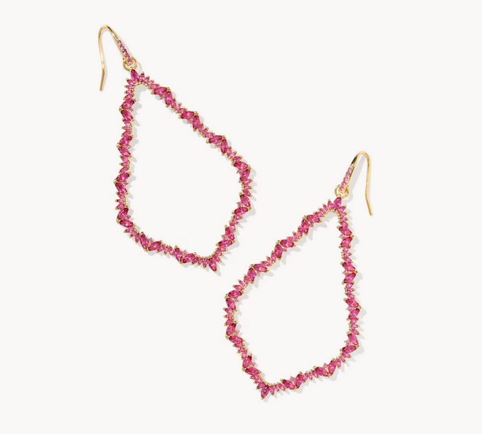 Sophee Crystal Open Frame Earring Pink Crystal Gold