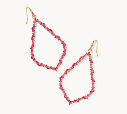 Sophee Crystal Open Frame Earring Pink Crystal Gold
