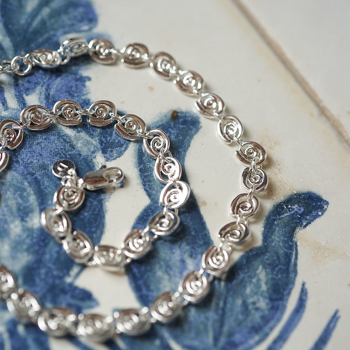 Spiral Chain Necklace Silver Plate